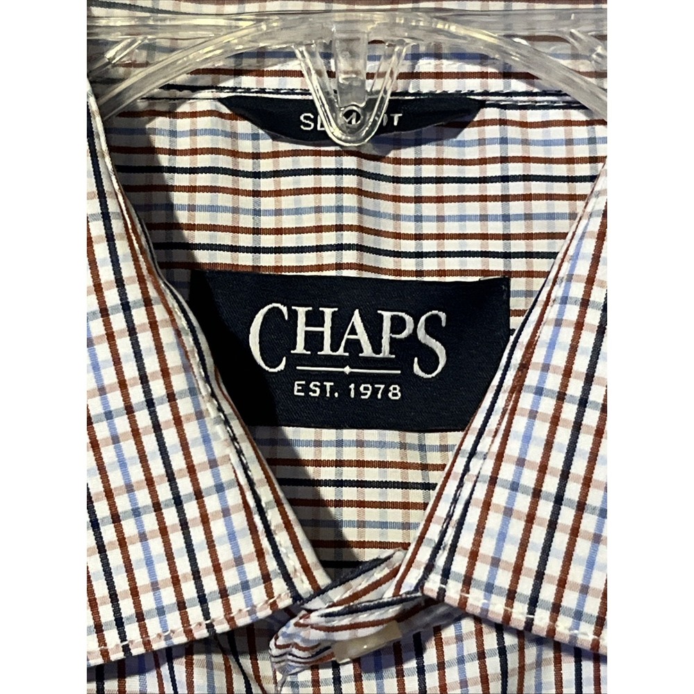 New Mens Chaps Everyday Performance Button Up Shirt Size Medium Slim New !!! - Picture 2 of 4